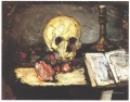 Nature morte avec bougie de crâne et livre Paul Cézanne